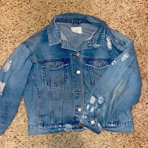 Hand painted Light Colored Denim Jacket.